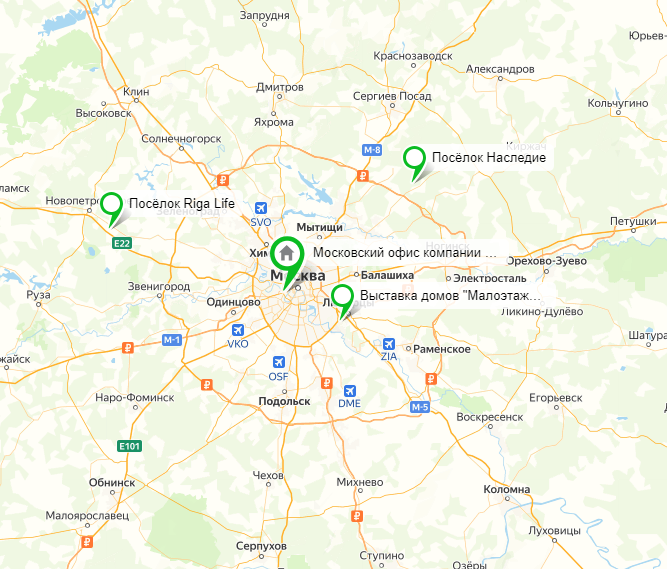 Расположение на карте наших офисов в Москве